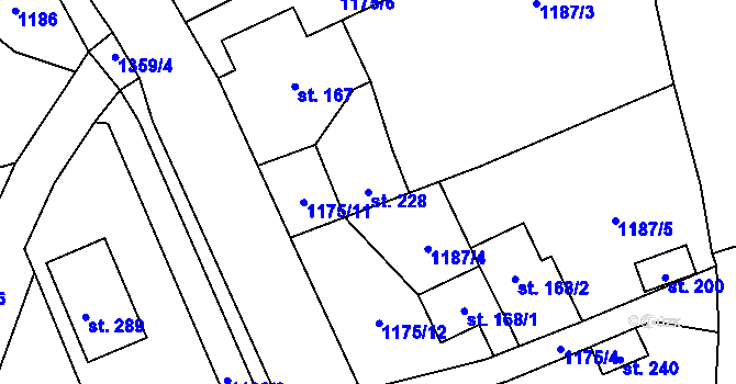 Parcela st. 228 v KÚ Svébohov, Katastrální mapa