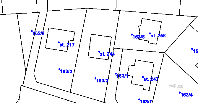 Parcela st. 244 v KÚ Svébohov, Katastrální mapa