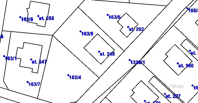Parcela st. 248 v KÚ Svébohov, Katastrální mapa