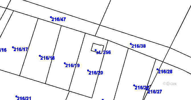 Parcela st. 256 v KÚ Svébohov, Katastrální mapa