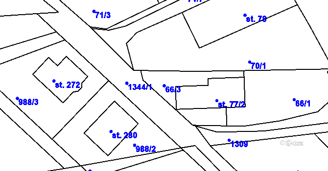 Parcela st. 66/3 v KÚ Svébohov, Katastrální mapa