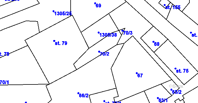 Parcela st. 70/2 v KÚ Svébohov, Katastrální mapa