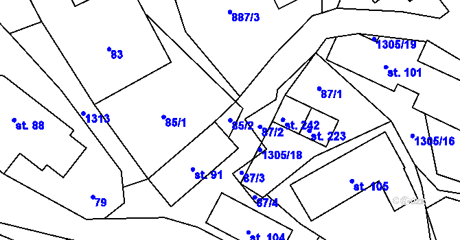 Parcela st. 85/2 v KÚ Svébohov, Katastrální mapa