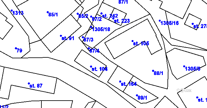Parcela st. 88/2 v KÚ Svébohov, Katastrální mapa