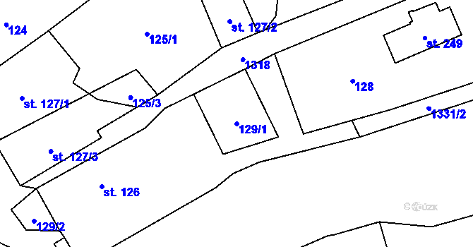 Parcela st. 129/1 v KÚ Svébohov, Katastrální mapa