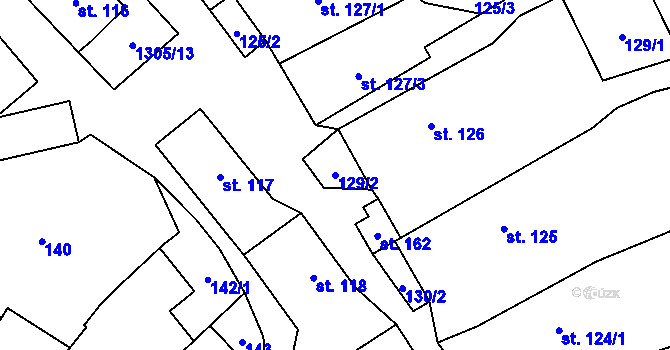 Parcela st. 129/2 v KÚ Svébohov, Katastrální mapa