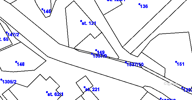 Parcela st. 149 v KÚ Svébohov, Katastrální mapa