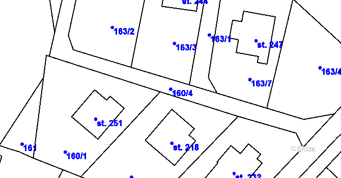 Parcela st. 160/4 v KÚ Svébohov, Katastrální mapa