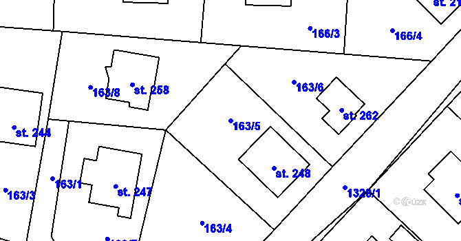 Parcela st. 163/5 v KÚ Svébohov, Katastrální mapa