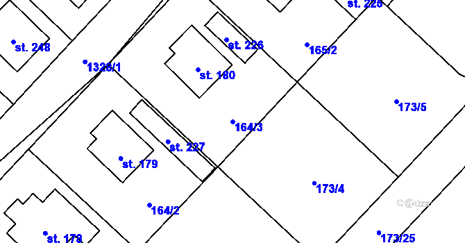 Parcela st. 164/3 v KÚ Svébohov, Katastrální mapa