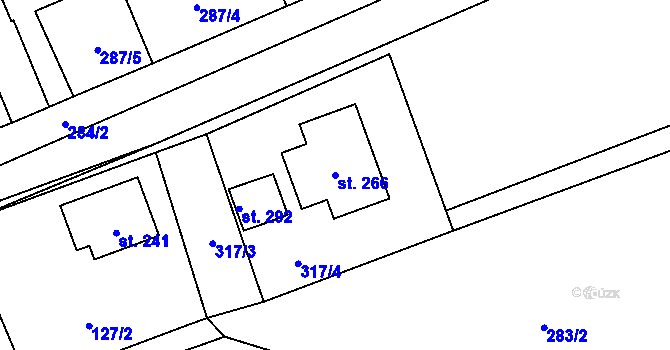 Parcela st. 266 v KÚ Svébohov, Katastrální mapa