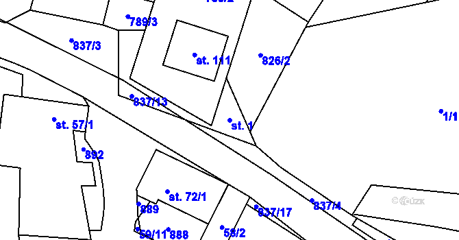 Parcela st. 1 v KÚ Svépravice, Katastrální mapa