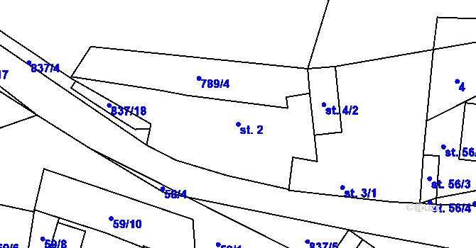 Parcela st. 2 v KÚ Svépravice, Katastrální mapa