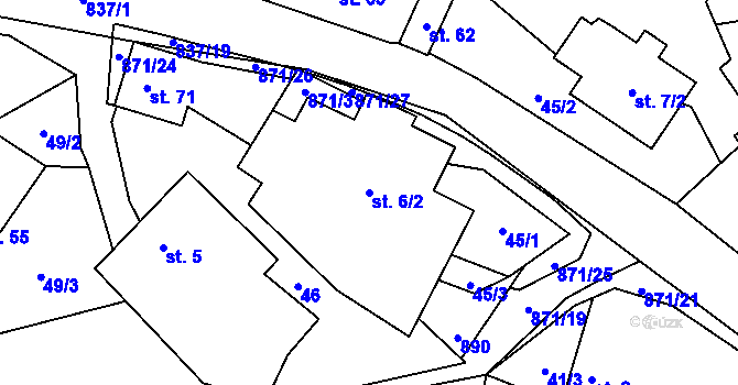 Parcela st. 6/2 v KÚ Svépravice, Katastrální mapa