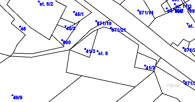 Parcela st. 8 v KÚ Svépravice, Katastrální mapa