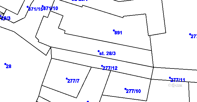 Parcela st. 28/3 v KÚ Svépravice, Katastrální mapa