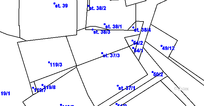 Parcela st. 37/3 v KÚ Svépravice, Katastrální mapa
