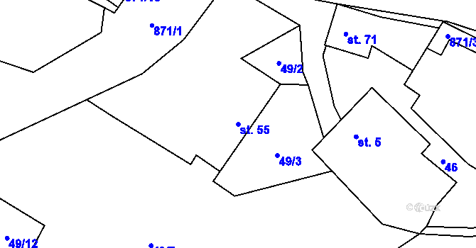 Parcela st. 55 v KÚ Svépravice, Katastrální mapa