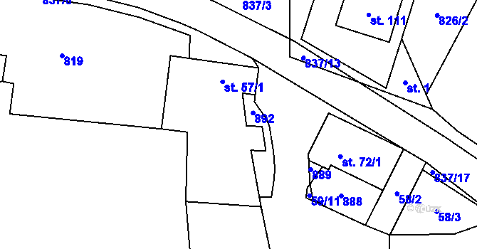 Parcela st. 57/2 v KÚ Svépravice, Katastrální mapa