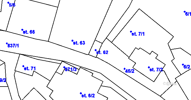 Parcela st. 62 v KÚ Svépravice, Katastrální mapa