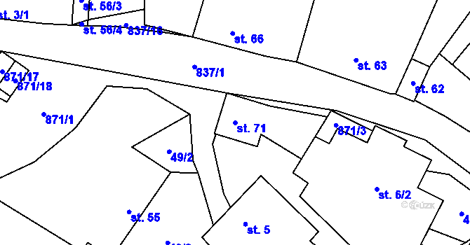 Parcela st. 71 v KÚ Svépravice, Katastrální mapa