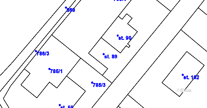 Parcela st. 89 v KÚ Svépravice, Katastrální mapa