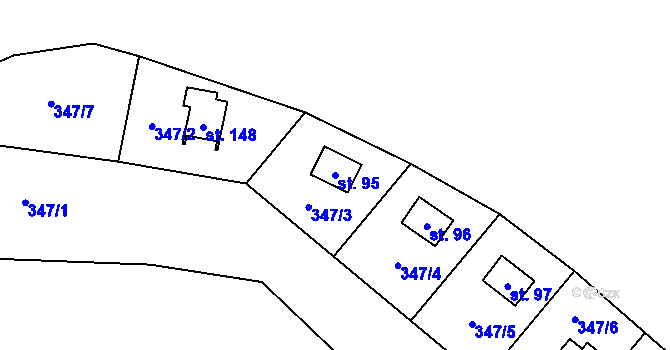 Parcela st. 95 v KÚ Svépravice, Katastrální mapa