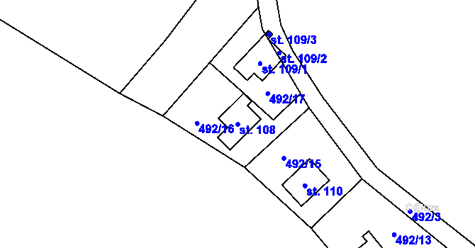 Parcela st. 108 v KÚ Svépravice, Katastrální mapa