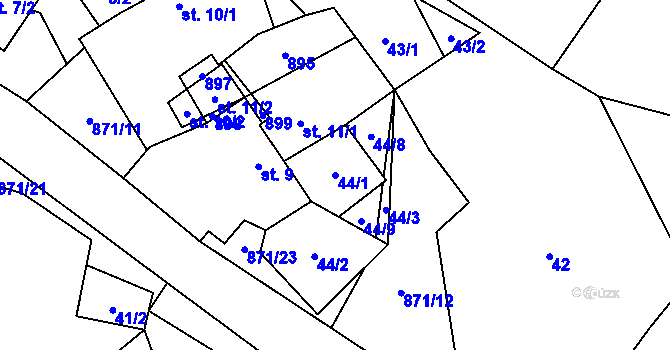 Parcela st. 44/1 v KÚ Svépravice, Katastrální mapa