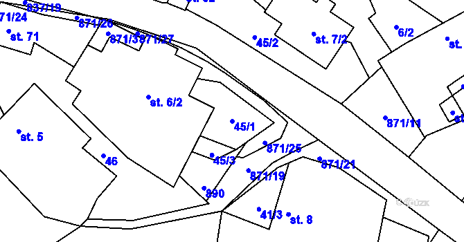 Parcela st. 45/1 v KÚ Svépravice, Katastrální mapa