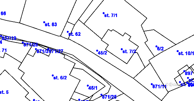 Parcela st. 45/2 v KÚ Svépravice, Katastrální mapa