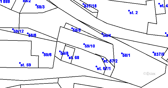 Parcela st. 59/10 v KÚ Svépravice, Katastrální mapa
