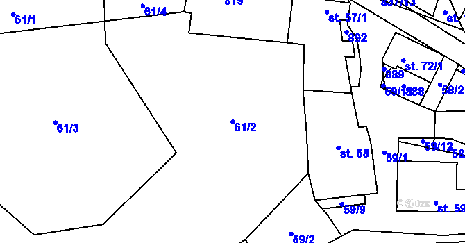 Parcela st. 61/2 v KÚ Svépravice, Katastrální mapa