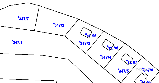 Parcela st. 347/3 v KÚ Svépravice, Katastrální mapa