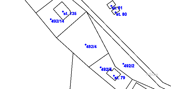 Parcela st. 492/4 v KÚ Svépravice, Katastrální mapa