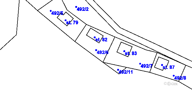 Parcela st. 492/6 v KÚ Svépravice, Katastrální mapa