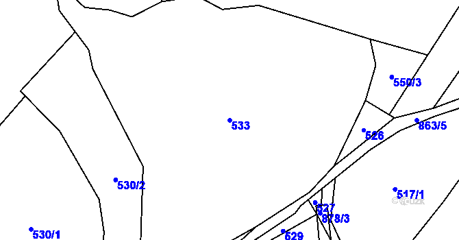 Parcela st. 533 v KÚ Svépravice, Katastrální mapa