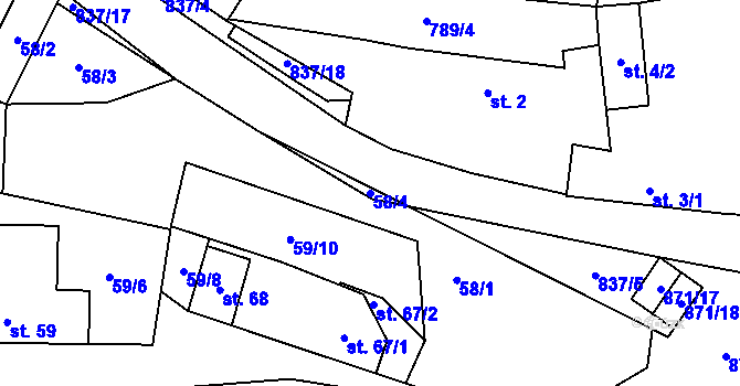 Parcela st. 58/4 v KÚ Svépravice, Katastrální mapa