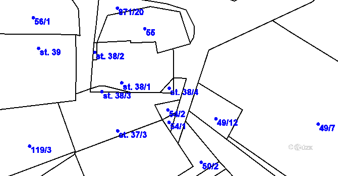 Parcela st. 38/4 v KÚ Svépravice, Katastrální mapa