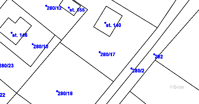Parcela st. 280/17 v KÚ Svépravice, Katastrální mapa