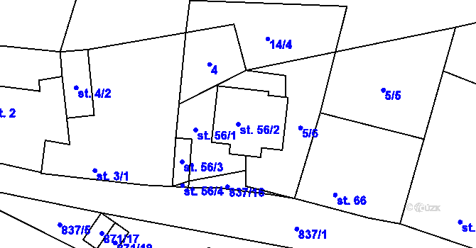 Parcela st. 56/2 v KÚ Svépravice, Katastrální mapa
