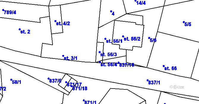 Parcela st. 56/3 v KÚ Svépravice, Katastrální mapa