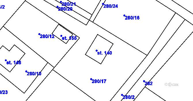 Parcela st. 140 v KÚ Svépravice, Katastrální mapa