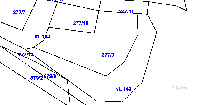 Parcela st. 277/9 v KÚ Svépravice, Katastrální mapa