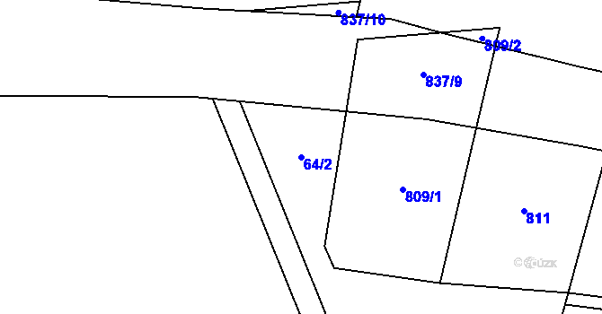 Parcela st. 64/2 v KÚ Svépravice, Katastrální mapa
