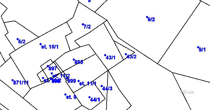 Parcela st. 43/1 v KÚ Svépravice, Katastrální mapa