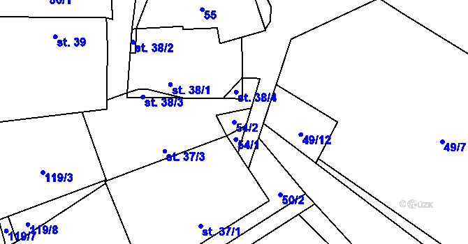 Parcela st. 54/2 v KÚ Svépravice, Katastrální mapa