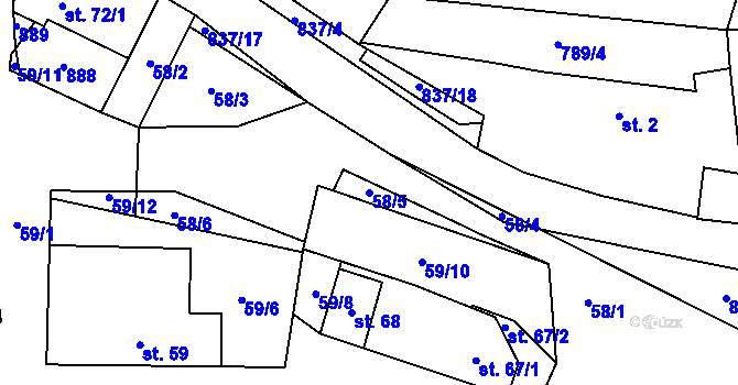 Parcela st. 58/5 v KÚ Svépravice, Katastrální mapa