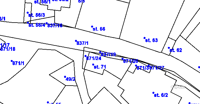 Parcela st. 837/19 v KÚ Svépravice, Katastrální mapa