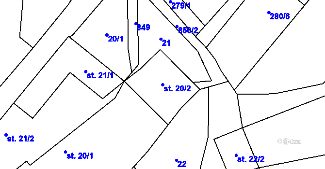 Parcela st. 20/2 v KÚ Svépravice, Katastrální mapa